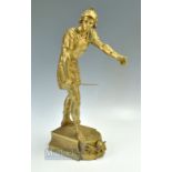 Spelter Roman Soldier Figure with Sword, 52cm tall, has a later gold finish to it, with a repair