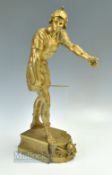 Spelter Roman Soldier Figure with Sword, 52cm tall, has a later gold finish to it, with a repair