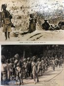 India & Punjab - Sikhs Marching in France WWI Postcards - two postcards showing a Sikhs marching