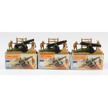 Three Matchbox Toys series 75 Field Gun No. MB32 all in original boxes with their plastic base and