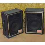 NJD Electrics Speakers no details apparent, measures height 54cm, width 41cm, depth 24cm with handle