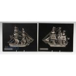 2 x Decorative Ship Navy Shipping Wall Plaques of Fragata Holanda 1800 and Bergantin US Navy 1778,
