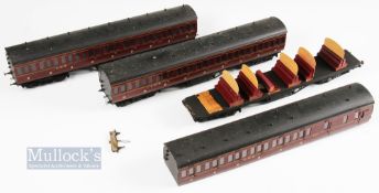 Rake of 3 Models O Gauge Model Railway LMS Carriage Coaches 3rd class marron coaches, numbered