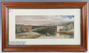 Shropshire - Ironbridge - c1860 SVR Albert Edwards Bridge Coalbrookdale Ironbridge hand-coloured