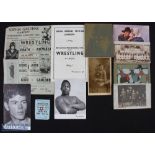 Boxing and Wrestling Ephemera to include Ray Apollon photocard Bob Anthony photocard-creased,