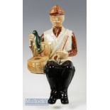 Ballantine's Scotch Whiskey Seated Fisherman Ceramic Bottle with original labels made by Palfrey