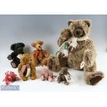 7x Artist Jointed Bears collection, to include a Barton creek collection by Gund Large Papa Paws #