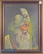 Oil on Board Painting of Raja Ranjit Singh approx. originally purchased from an Art Gallery in the