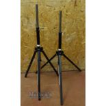 Standsafe Speaker stands fold out tripod legs, measures 130cm when closed, top 3cm diameter. From