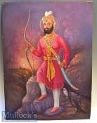 HUS Ratton 'Guru Gobind Singh Ji' Oil on Canvas slight damaged to top corners, measures 68x95cm