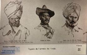 India & Punjab - Sikh officers WWI A vintage antique postcard showing Sikh officers including