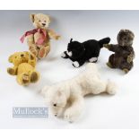 5x Merrythought Soft Toys/Teddy Bears, to include a jointed bear with hump to back limited edition