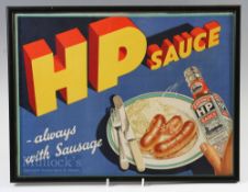 HP Sauce Shop Display Advertising poster c1950, a good original poster frame size 33cm x 43cm