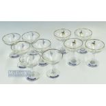 10x Babycham Drinking Glasses, 6 are the earlier white logo babycham type and 4 the later yellow