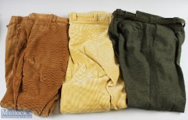 Vintage Clothing - 3 x Gents Fishing / Hunting trousers to include 2 pairs of cords, one by the