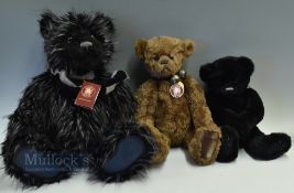 3x Charlie Bears Edmund & Jack Junior, Collector bears by designed by Heather Lyell, plus a large