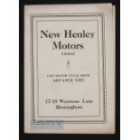 New Henley Motors 1928 Motorcycle Sales Catalogue - Show Advance List. An 8 page fold out sales