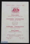 1963 S Universities v Australia Rugby Programme: At Newlands, Cape Town. Slim issue. G