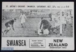 Rare 1945 Swansea v NZEF 'Kiwis' Rugby Programme: Previously folded but clean and v collectable