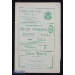 1950 Ireland v Wales Rugby Programme: From the game Ravenhill, Belfast. Their win brought Grand Slam