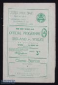 1950 Ireland v Wales Rugby Programme: From the game Ravenhill, Belfast. Their win brought Grand Slam