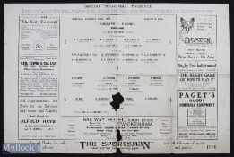 Rare 1924 England v France Rugby Programme: Twickenham's then-standard newspaper-&-ads-style issue