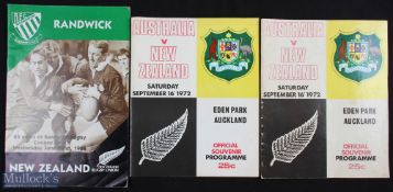 Australia and New Zealand Rugby Programmes (3): Eden Park Test 1972 (x2) and Randwick v New