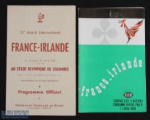 1958/1964 France v Ireland Rugby Programmes (2): 11-6 defeat for the Irish, 4pp 1958 edition in fine