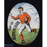 Interesting Baines Style 'Play Up Manninghan' Oval Rugby Collector card, early c20th: Good clean
