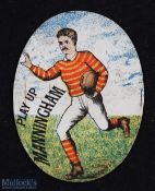 Interesting Baines Style 'Play Up Manninghan' Oval Rugby Collector card, early c20th: Good clean