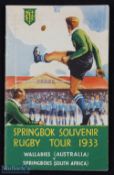 1933 Springbok Souvenir Rugby Tour 1933: Lovely item relating to SA's Australian tour, packed full