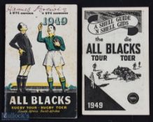 1949 All Blacks Rugby Tour Booklets (2): Shell Guide, 16pp plus covers, player profiles and