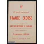 Scarce 1959 France v Scotland Rugby Programme: In very pleasing condition, the Colombes, Paris issue