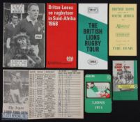 British Lions Rugby Tours to South Africa Fixtures et al (7): 1962, 4pp, The Star; 8pp BP. 1968