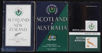 Tourists v Scotland Rugby Test Programmes (3): Matches v NZ 1954, Australia 1958 & S Africa 1965.