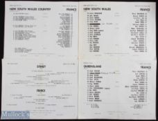 1971 France rugby tour of Australia team sheets (4): Inserts for the games against Queensland,