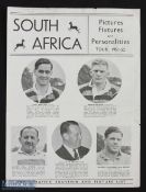 1951-2 South Africa Rugby Photographic Souvenir: Pics & penpics souvenir and fixture list, ever