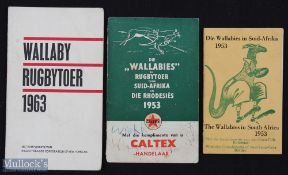 1953/63 Rare Rugby Tour Itineraries (3): From the Wallabies' visits to South Africa in 1953 (2),