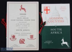 1951-2 Scarce Rugby Dinner Menus from the South African Tour (2): Issues after the games v Western