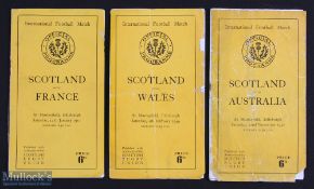 1947/50/51 Trio of Scottish Home Rugby Programmes (3): Standard Murrayfield issues v Australia 1947,