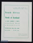 1951 Rare North of Scotland v South Africa Rugby Programme: Seldom seen, clean compact 4pp issue