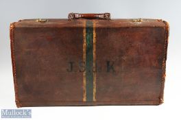 Terrifically rare 1921 South Africa Springbok Rugby Player's Suitcase: Large rectangular leather