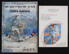 1993/1994 Artistic Italian Rugby programmes (2): From senior game versus Tunisia 1993 and Italy