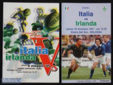 Rare 1995/97 Italy v Ireland Rugby Programmes (2): Two issues from rare pre-Six Nations encounters
