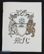 1985 Manchester Rugby Football Club 125th Anniversary Book: Softback, white with black crested