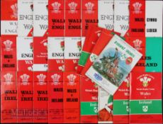 1955-1990 Wales Rugby Programmes v England & v Ireland (H&A) (30): v England '55, 72(2), 73, 75(