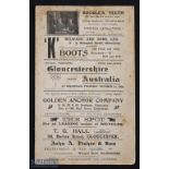 1908 very rare Gloucestershire v Australia rugby match programme: The first ever Wallabies to tour