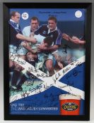 2000 Scotland v England Signed Rugby Poster: Drinks company promotional poster in full colour for