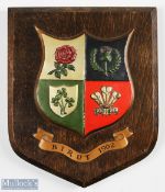Rare 1962 British Lions Rugby in South Africa Plaque: Unusually large and attractive Lions' Badge