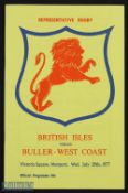 Rare 1977 British & Irish Lions in New Zealand Signed Rugby Programme: Buller-West Coast v the